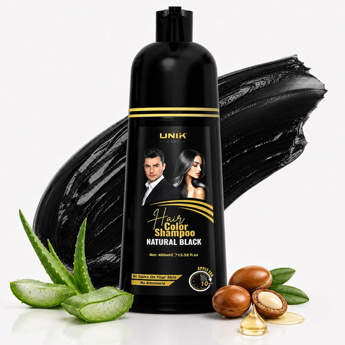 Black hair dye shampoo - black,