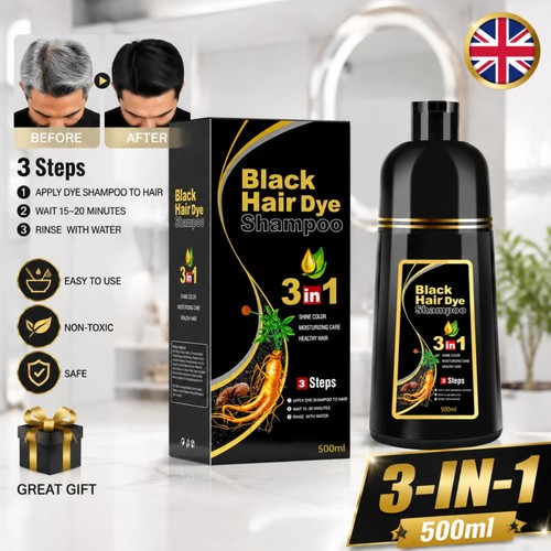 Black hair dye - shampoo, 3-in-1