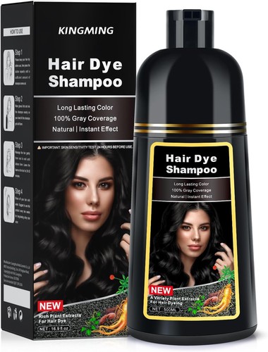 Black hair dye shampoo - black,