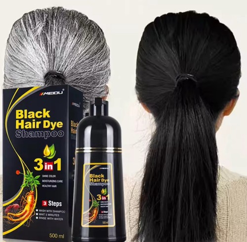 Black hair dye shampoo - black,