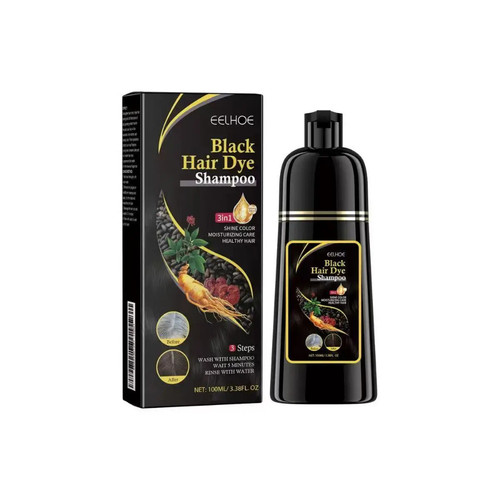 Black hair dye shampoo - black, for