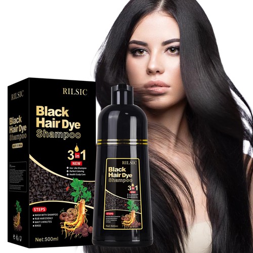 Black hair dye shampoo - hair, in