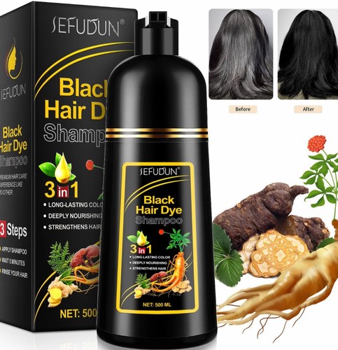 Black hair dye shampoo - black,