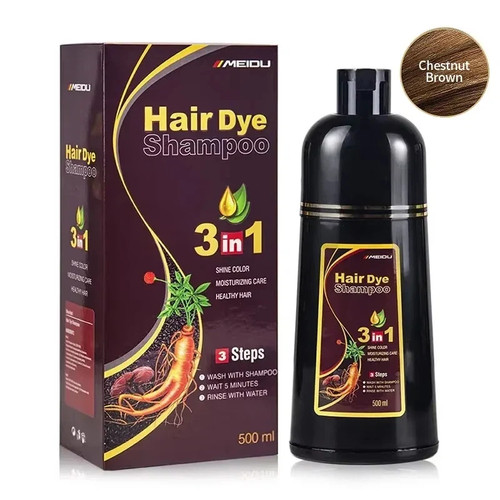 Black hair dye shampoo - 3-in-1,