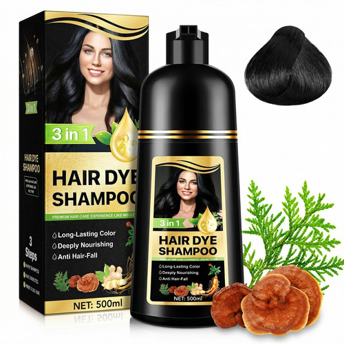 Hair dye shampoo - 3-in-1,